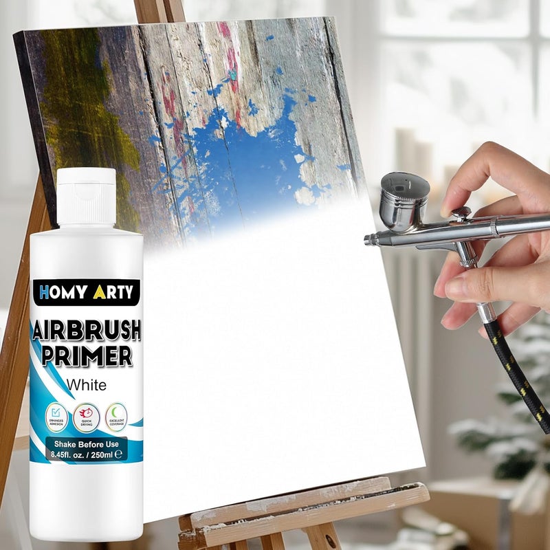 HOMY ARTY Airbrush Primer - White, 8.45 fl.oz 250ml Acrylic Primer for Airbrush Paint, Quick-Drying Matte Finish for Acrylic Paint with Excellent Adhesion to Plastic Models, Metal, Canvas - Image 4